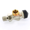 Вентиль термостатический угловой-осевой НН 1/2" х 3/4"EK, никелированный с разъёмным соединением 1/2"-3/4EK UF THERMO